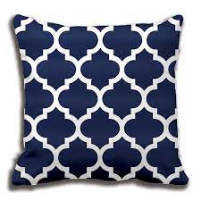 The pillow is handmade out of soft navy minky fabric and navy and white chevron cotton fabric by designer riley blake. Navy Blue White Moroccan Quatrefoil Pattern Throw Pillow Decorative Cushion Cover Pillow Case Customize Gift By Lvsure For Sofa Cushion Cover Cushion Cover Patternpattern Cushion Covers Aliexpress