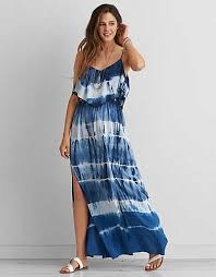 American Eagle Outfitters Maxi Dress Maxi Dress With Sleeves Blue Tie Dye Dress