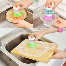 Pin On Kitchen Dish Brush With Liquid Soap Dispenser