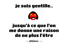 Je Suis Gentille Jusqu A Ce Que L On Me Donne Une Raison De Ne Plus L Etre Gentil Humour Blague