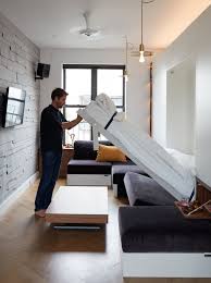 Tiny 350 Square Foot Smart Apartment In New York City Idesignarch Interior Design Architecture Interior Decorating Emagazine Studio Apartment Furniture Small Apartment Bedrooms Studio Apartment Bed