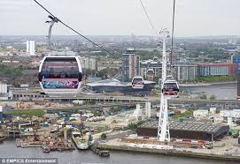 The emirates air line is a cable car that crosses the river thames, connecting the royal emirates aviation experience. London 2012 Olympics Emirates Cable Car Breaks Down Leaving Tourists In Sweltering Conditions Daily Mail Online