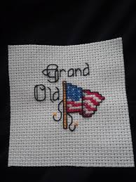 We design our patterns using 14 count aida cloth and stitch using 2 strands of dmc. Grand Old American Flag Cross Stitch