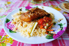 Saya menyediakan nasi minyak dengan kawan kawannya iaitu ayam masak merah dan acar timun untuk hidangan anak anak di hari raya kedua. Nasi Minyak Stock Photo Picture And Royalty Free Image Image 17990170