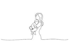 Woman Hold Her Baby Drawing Baby Drawing Line Art Drawings Mom Art