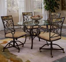 Comparison shop for slate kitchen table home in home. Hillsdale Pompei Scrolling 5 Piece Dining Set With Casters Lindy S Furniture Company Dining 5 Piece Sets