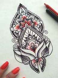Black And White With Pop Of Color Drawing Mandala Love The Dot Line Work With A Pop Of Colour In This Mandala Tattoo Tattoos Tattoo Designs Mandala Tattoo