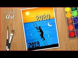 How To Draw A Happy New Year Drawing With Poster Colors 2020 Greetings Easy Painting Tutorial Youtube Painting Tutorial Easy Paintings Drawings