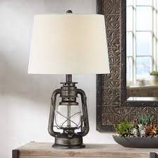 Murphy Weathered Bronze Miner Lantern Table Lamp 53x62 Lamps Plus In 2020 Lantern Table Lamp Table Lamp Farmhouse Lamps