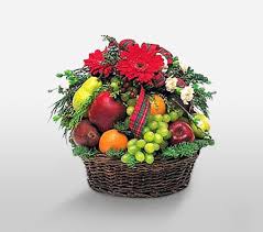 Flower basket arrangements are fun gifts. Fresh Fruits Flowers Basket To Colombia Flora2000