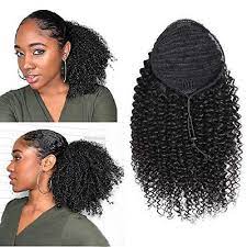 Ad Afro Curly Human Hair Ponytail Extensions 14 Inches Short Cute Curly Wrap Puff Human Hair Extensions Hair Ponytail Hairstyles