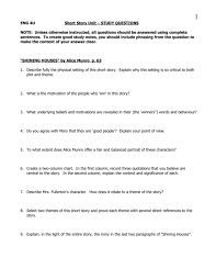 Many great short stories begin with a character in a compelling initial situation that is gradually made clearer over the course of the story. Eng 4u Short Story Unity Study Questions