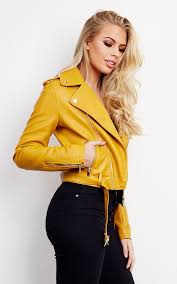 Rozy Faux Leather Biker Jacket In Mustard Size 12 Faux Leather Biker Jacket Leather Jackets Women Leather Outfit
