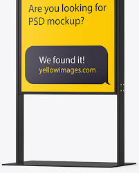 Plastic Stand Mockup In Indoor Advertising Mockups On Yellow Images Object Mockups
