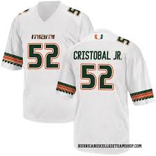 Big & Tall Men's Luis Cristobal Jr. Miami Hurricanes Adidas Game White  Alternate College Jersey
