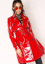 Charlotte Red Patent Trench Coat Patent Trench Coats Trench Coats Women Raincoats For Women