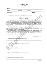Reading comprehension just the right size: English Test 7th Grade Esl Worksheet By Gloriasmartins
