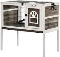 PawHut Wooden Rabbit Hutch, Guinea Pig Cage with Removable ...