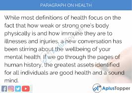 Paragraph On Health 100 150 200 250 To 300 Words For Kids Students And Children A Plus Topper