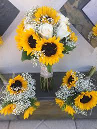 Sunflowers And Babys Breath Bouquet By Alta Fleura Sunflower Wedding Bouquet Sunflower Themed Wedding Sunflower Wedding