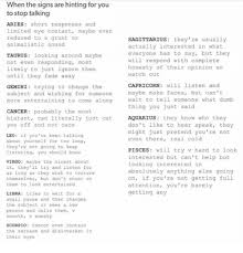 This is how cancer women show affection, so try to accept it rather than push away from it.8 x research. When The Signs Are Hinting For You To Stop Talking Aries Short Responses And Limited Eye Contact Maybe Even Reduced To A Grunt Or Sagittarius They Re Usually Animalistic Sound Actually Interested In