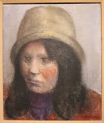 Marvin Cherney. c.1955 woman portrait painting Jewish artist