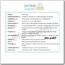 كلمات اللغة الإنجليزية للصف الحادي عشر الفصل الأول
