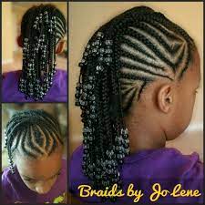 Cornrow Mohawk With Black And Clear Beads Womens Hairstyles Cornrow Mohawk Hair Styles