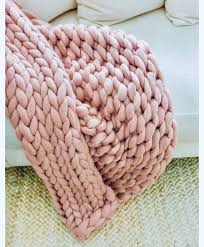 Chunky Knit Blanket Blush Pink Chunky Knit Throw Small Etsy Knitted Throws Pink Throw Blanket Braid Blanket