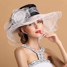 Black And White Wedding Hats And Fascinators For Women Wide Brim Organza Hats Sapka