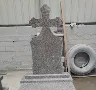Single Double Tombstones Romanian Style Cross Headstone Monument G664  Purple Granite Wave Cover European Design for Cemetery Use