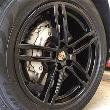 Home Service Wrapped Up On This 2017 Porsche Macan Wheels Powder Coated In Paccar Semi Gloss Black And Finished With Black C Cars And Coffee Car Powdercoating