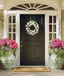 This is the area where specimen plants will be noticed. Front Porch Flower Pot Ideas Small Entrance Bees And Roses Front Porch Flowers Front Porch Flower Pots Porch Flowers
