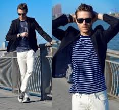Black And White Striped Shirt With Jeans Men Men S Navy And White Striped Shirt Blue Blazer White Denim Converse Running Shoes Wayfarer Sunglasse Mens Fashion Blazer Mens Fashion Jeans Men Shirt Style