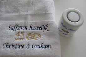 Saffieren Huwelijk Cadeau 45 Jaar Getrouwd Huwelijkscadeau Borduur Kado