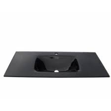 black glass vanity top with integrated