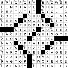 Find the latest crossword clues from new york times crosswords, la times crosswords and many more. 0331 17 New York Times Crossword Answers 31 Mar 17 Friday Nyxcrossword Com