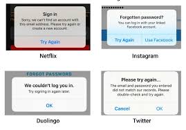 (i) the inability to complete the test due to a failure in the. A Look At Incorrect Password Messages In Apps Ux Of Handling Errors