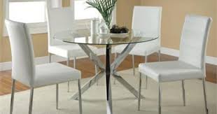 41 Erika Modern Round Glass Table W White Chairs Glass Round Dining Table Glass Dining Room Table Modern Kitchen Tables