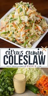 Add juice, 1 tablespoon oil, and 1/4 teaspoon salt; Citrus Cumin Coleslaw Coleslaw Recipe Easy Healthy Recipes Slaw Recipes