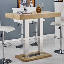 Caprice Bar Table Rectangular In Oak And Stainless Steel Support Bar Table Glass Bar Table Bar Table And Stools
