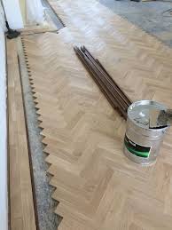 Prime Grade Oak Parquet With A Walnut Tramline Oak Parquet Flooring Wood Floor Design Herringbone Wood Floor
