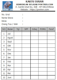 Pembahasan kesepakatan jumlah iuran arisan, tempo pembayaran (mingguan / bulanan), dan iuran kas. Kartu Spp Bimbel Les Privat Untuk Pembayaran Download Gratis