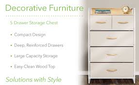 Cheap dressers, buy quality furniture directly from china suppliers:dressing table. Amazon Com Mdesign Tall Dresser Storage Chest Sturdy Steel Frame Wood Top Handles Easy Pull Fabric Bins Organizer Unit For Bedroom Entryway Closet Textured Print 5 Drawers Cream White