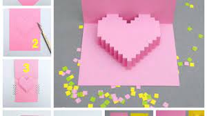 Make use of a plain piece of paper measuring 9.5cm x 19cm, and fold it in half. Creative Ideas Diy Pixel Heart Popup Card
