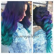 Black To Purple To Teal Three Colors Ombre Hair Extensions Indian Remy Clips In Mermaid Colorful Hai Hair Color For Black Hair Teal Hair Color Teal Ombre Hair