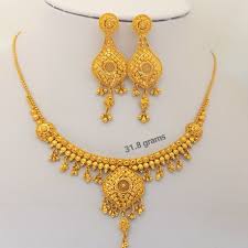 Bhai Jewellers On Instagram New 22ct Gold Necklace Set Available In Store Gold 22ctgold Puregold Goldjewley Go In 2020 Gold Necklace Set Necklace Set Gold