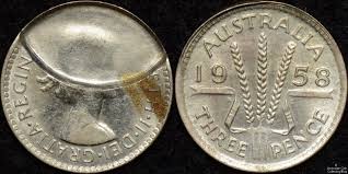 Australia 1958 Threepence Indent Coin Error Coins
