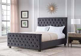 The bed frame is upholstered all around, so you can place it wherever you like in the room.combine with a mattress you like which has the right level. Mount Leconte Furniture Michelle Charcoal King Size Upholstered Bed Darvin Furniture Upholstered Beds