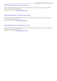 Where does energy come from? Student Exploration Energy Conversions Gizmo Answer Key